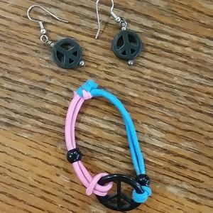 Peace Sign Earrings and bracelet